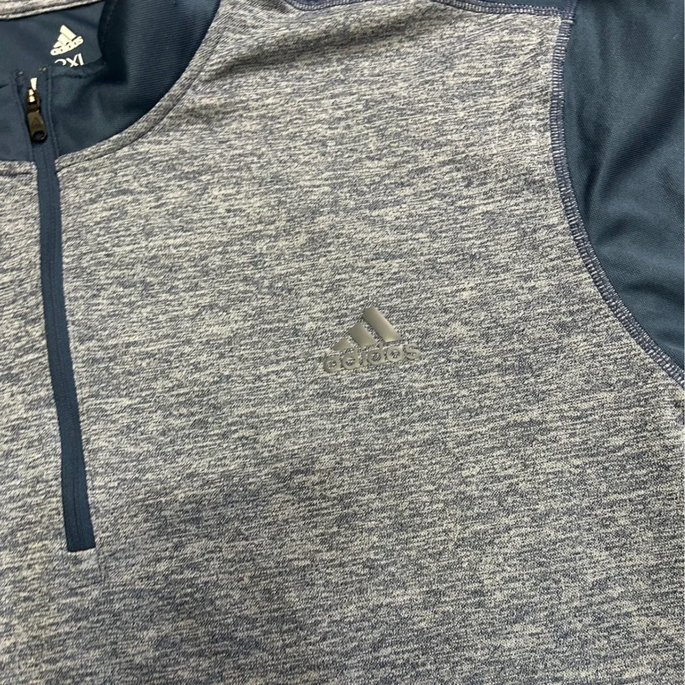 Adidas Golf Mens 2XL Blue Heathered Quarter Zip Pullover Long Sleeve Shirt